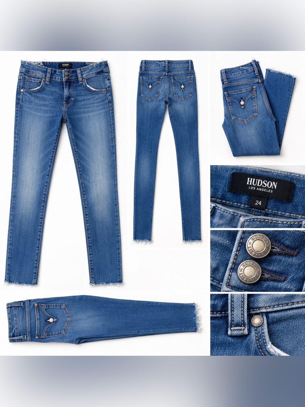 HUDSON Los Angeles Skinny Jeans Women’s Size 24 Medium Wash Stretch Denim